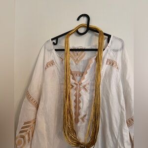NWT Juan de Dios Iraca  Woven Silk Strand Gold Necklace